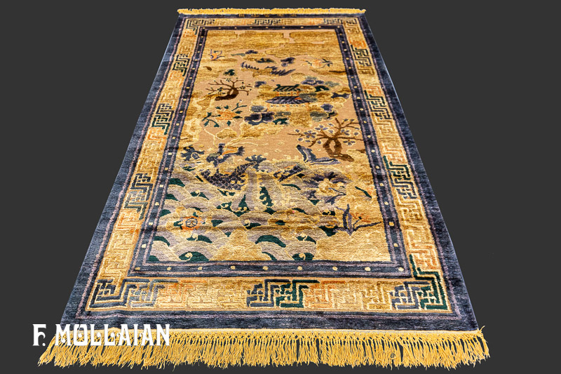 Antique Chinese Silk&Metal Thread Rug n°:54921395